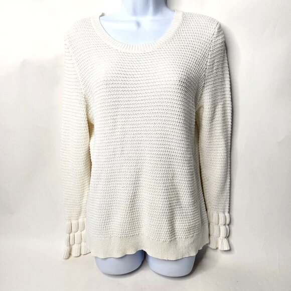 Tyler Boe Women's Size Medium White Sweater Weaved Cotton Wool - Picture 1 of 7